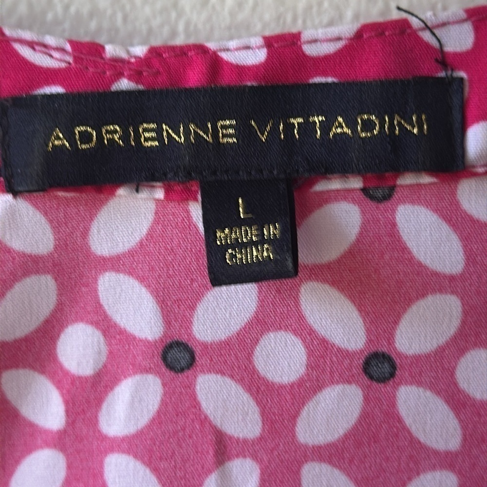 Adrienne Vittadini top pink white blouse size large career - Picture 4 of 9